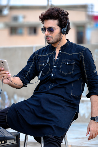 Black Denim Kurta
