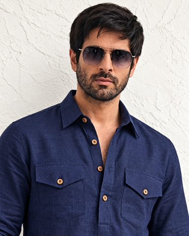 Navy blue Linen