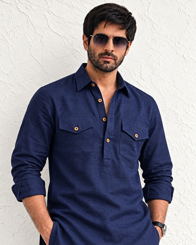 Navy blue Linen
