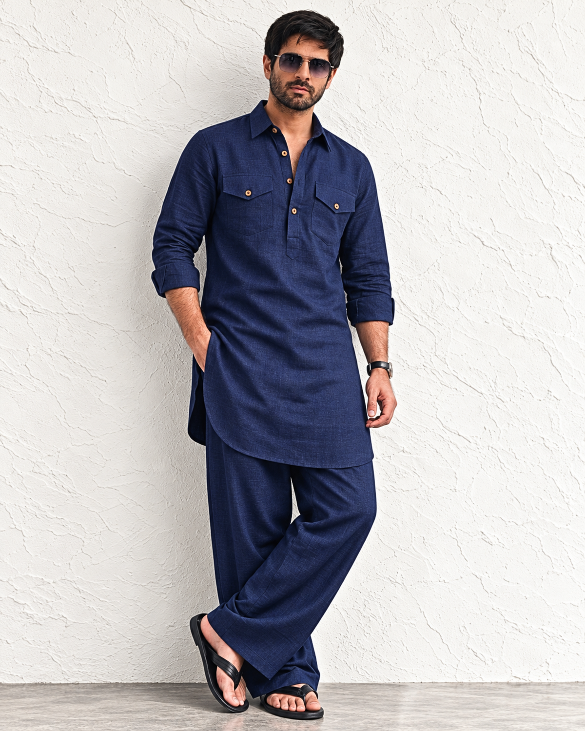 Navy blue Linen