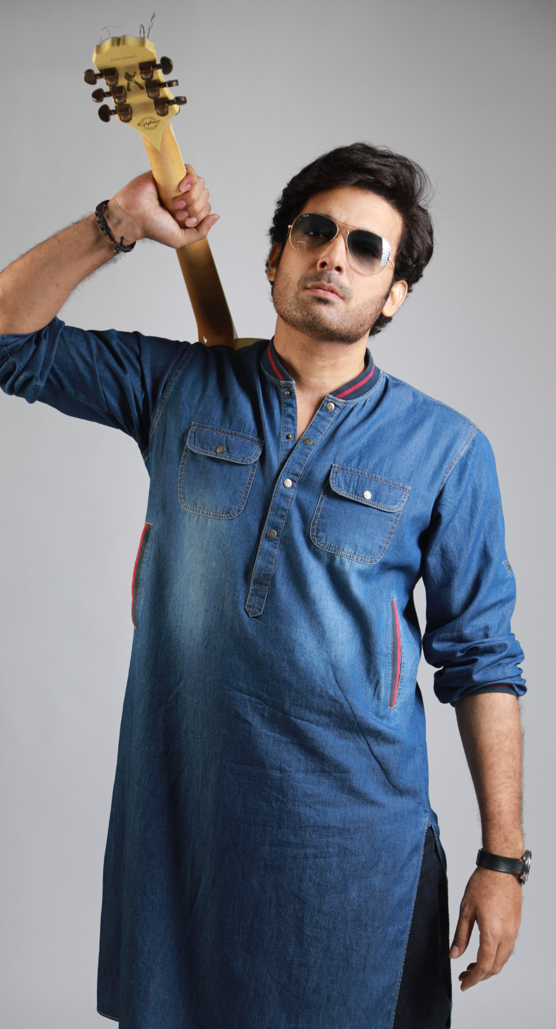 Denim Flat-Knit Kurta